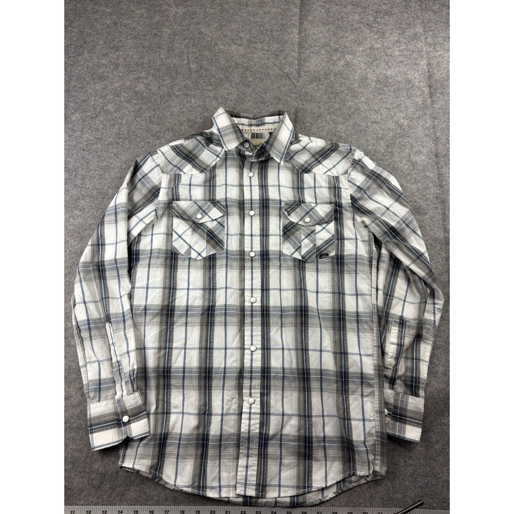 Coastal Mens S Western Pearl Snap Plaid Button Up Long Sleeve Shirt Preppy Rodeo